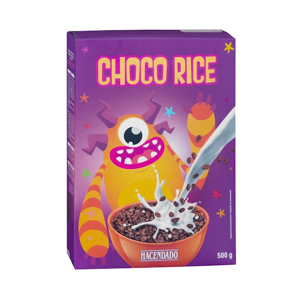 Cereales de arroz inflado Choco Rice Hacendado con chocolate Caja 0.5 kg en Mercadona