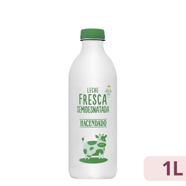 Leche semidesnatada fresca Hacendado Botella 1 L en Mercadona