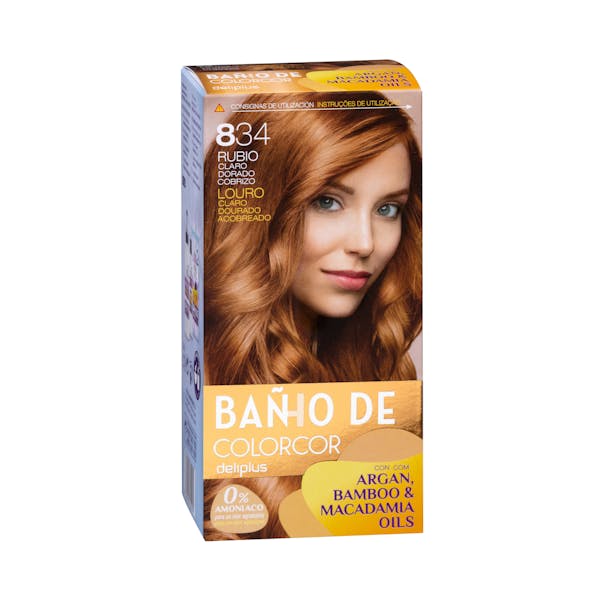 Baño de color 834 rubio claro dorado cobrizo Deliplus 0% amoniaco Caja 1 ud en Mercadona