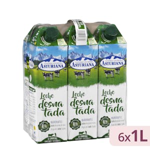 Leche desnatada Asturiana 6 bricks X 1 L en Mercadona