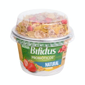 Bífidus natural probiótico azucarado Hacendado con cereales y fresas deshidratadas Tarrina 0.17 kg en Mercadona