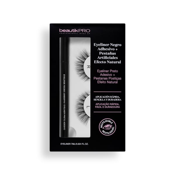Kit pestañas postizas con eyeliner negro adhesivo reutilizables 1 ud en Mercadona