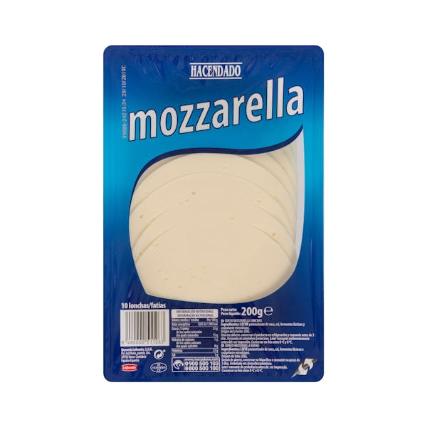 Queso mozzarella Hacendado lonchas Paquete 0.2 kg en Mercadona