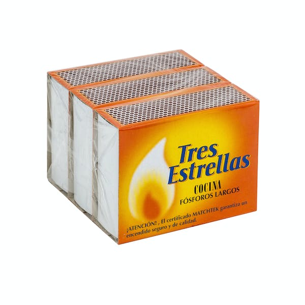 Fósforos de madera largos Tres Estrellas Paquete 1 ud en Mercadona