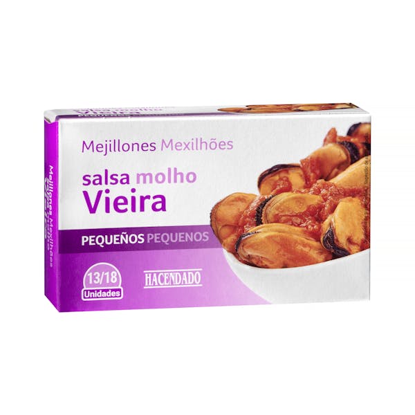 Mejillones en salsa de vieira Hacendado pequeños Lata 0.111 kg en Mercadona