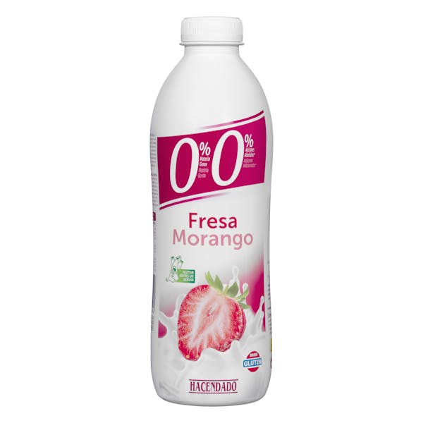 Yogur líquido desnatado de Fresa Hacendado 0% m.g 0% sin azúcares añadidos Botella 1 kg en Mercadona