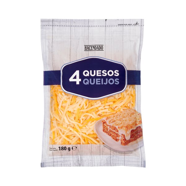 Queso rallado 4 quesos Hacendado Paquete 0.18 kg en Mercadona