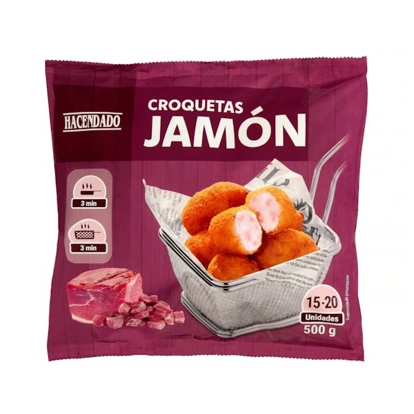 Croquetas de jamón Hacendado ultracongeladas Paquete 0.5 kg en Mercadona