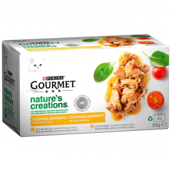 Comida húmeda surtido de carne para gato adulto Purina Gourmet Nature's Creations 4x85 g en Carrefour