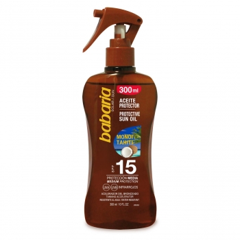 Spray aceite protector solar bronceador monoï tahiti SPF 15 Babaria 300 ml. en Carrefour