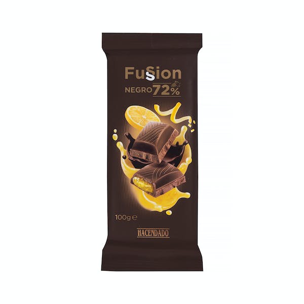 Chocolate negro Fussion 72% de cacao Hacendado relleno de crema de limón Tableta 0.1 kg en Mercadona