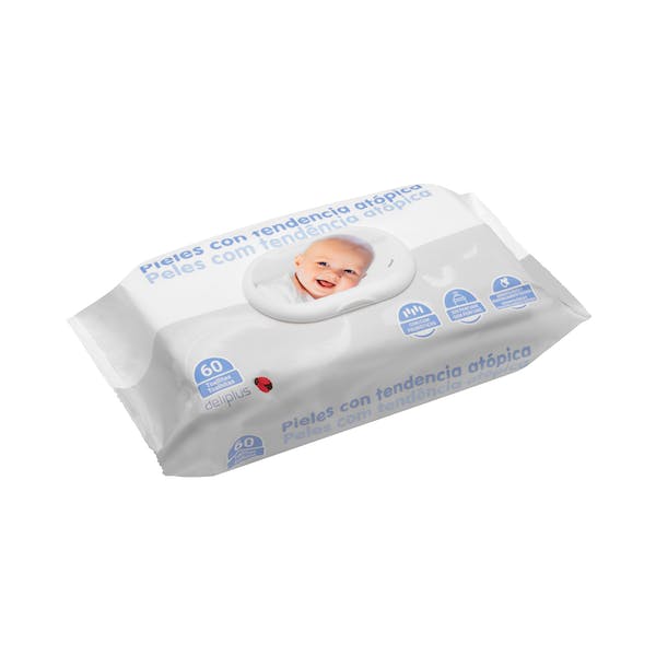 Toallitas bebé pieles con tendencia atópica Deliplus Paquete 60 ud en Mercadona