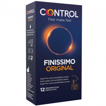 Control Preservativos Finissimo Original. Caja de 12 Condones Súper Finos, Extra Sensibilidad, Lubricados, Sexo Seguro. Disfruta de unos Preservativos con Ajuste Perfecto para una Relación Segura. en Amazon