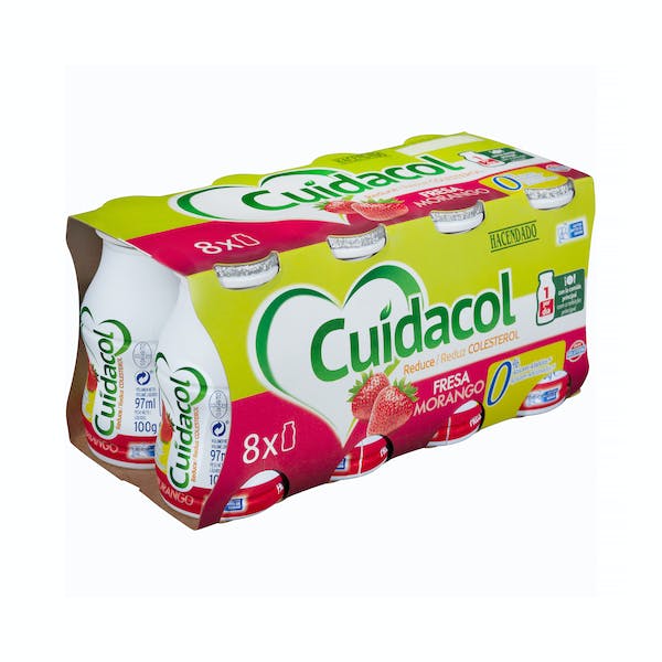 Bebida láctea de fresa Cuidacol 0% azúcares añadidos 8 mini botellas X 0.1 kg en Mercadona