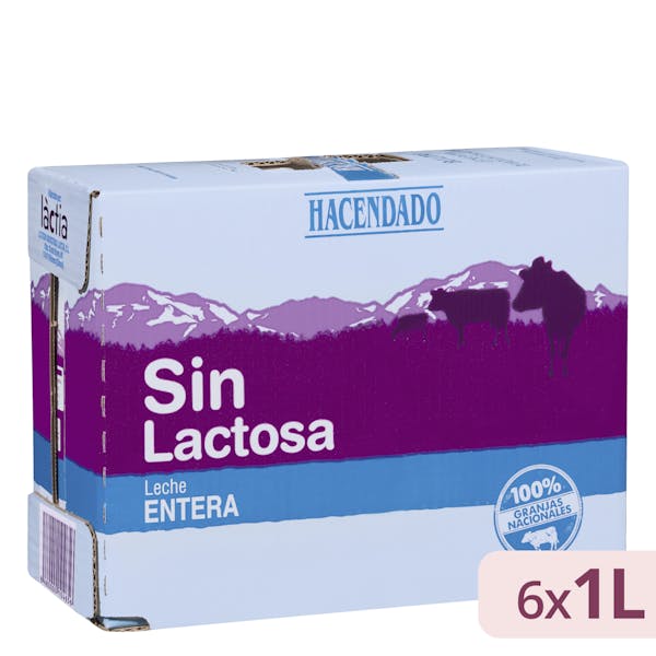 Leche entera sin lactosa Hacendado 6 bricks X 1 L en Mercadona
