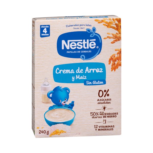 Papilla maíz y arroz sin gluten Nestlé +4 meses Caja 0.24 kg en Mercadona