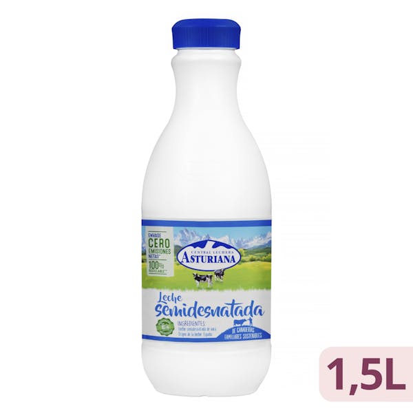 Leche semidesnatada Asturiana Botella 1.5 L en Mercadona
