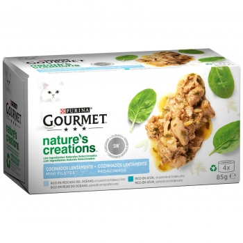 Comida húmeda surtido de pescado para gato adulto Purina Gourmet Nature's Creations 4x85 g en Carrefour