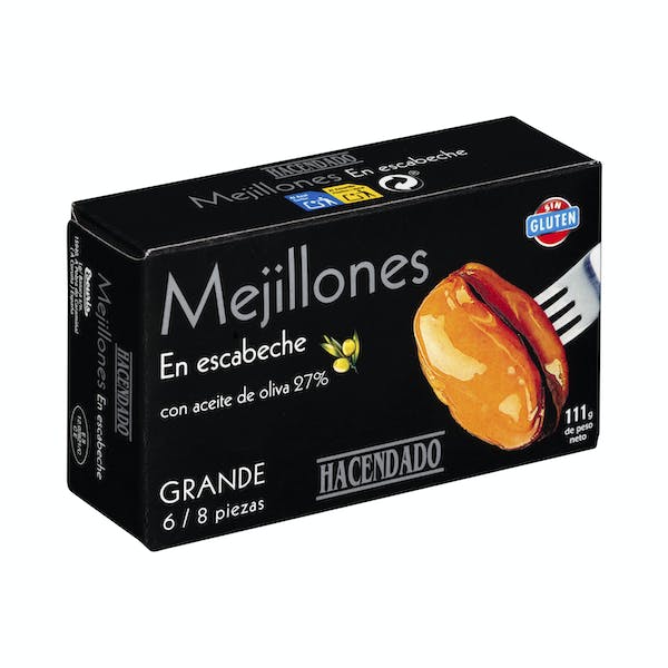 Mejillones en escabeche Hacendado grandes Lata 0.111 kg en Mercadona