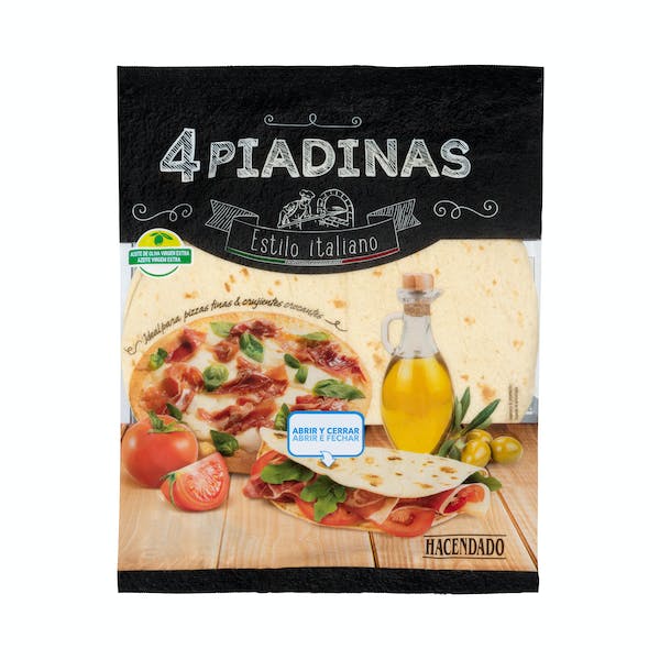 Piadinas pan estilo italiano Hacendado Paquete 0.32 kg en Mercadona