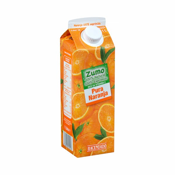 Zumo pura naranja Hacendado Brick 1 L en Mercadona