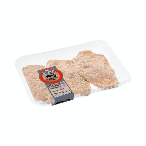 Libritos de cerdo rellenos de pimiento verde y jamón curado empanados sin gluten Bandeja 0.38 kg en Mercadona