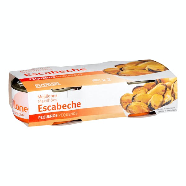 Mejillones en escabeche Hacendado pequeños 2 latas X 0.106 kg en Mercadona