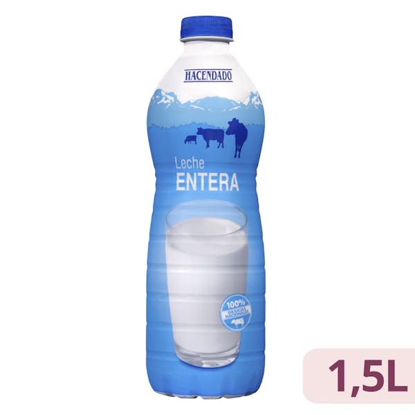 Leche entera Hacendado Botella 1.5 L en Mercadona