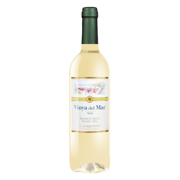Vino blanco seco D.O Catalunya Vinya del Mar Azul Botella 750 ml en Mercadona