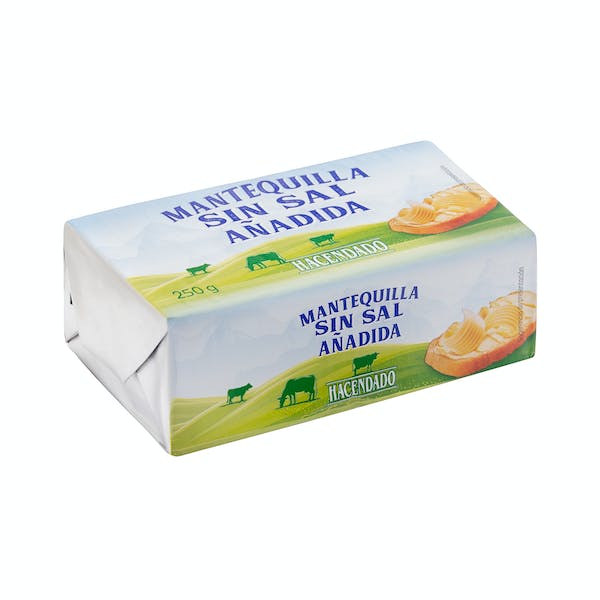 Mantequilla sin sal añadida Hacendado Pastilla 0.25 kg en Mercadona