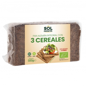 Pan alemán 3 cereales ecológico Sol Natural 500 g. en Carrefour