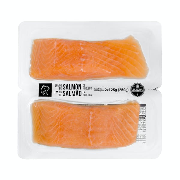 Lomos de salmón sin piel y sin espinas Hacendado congelado Paquete 0.25 kg en Mercadona