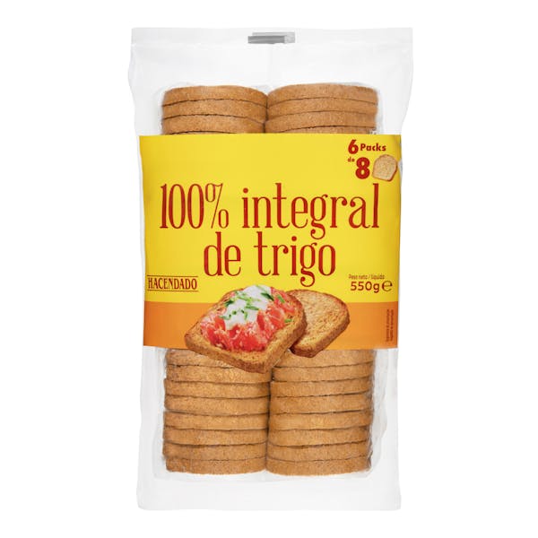 Precio en Mercadona de Pan tostado 100 integral Paquete 0.55 kg, 1.9