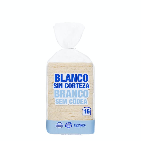 Pan de molde blanco sin corteza Hacendado Paquete 0.45 kg en Mercadona