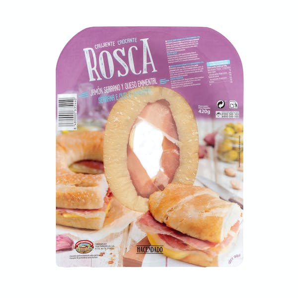 Rosca jamón serrano y queso emmental Hacendado 0.42 kg en Mercadona