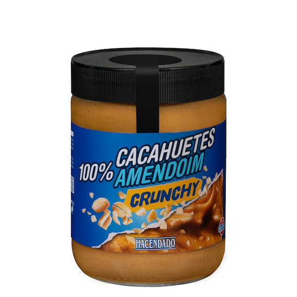 Crema de cacahuete 100% Crunchy Hacendado Tarro 0.5 kg en Mercadona
