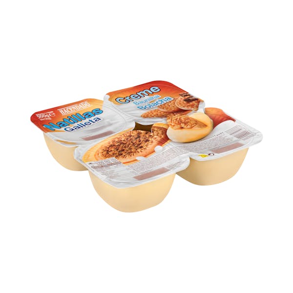 Natillas sabor vainilla con galleta Hacendado 4 ud. X 0.125 kg en Mercadona