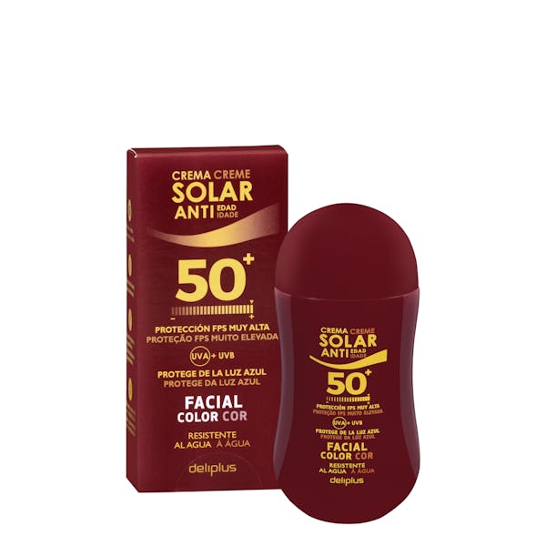 Crema protección solar facial antiedad Deliplus FPS 50+ con color Bote 0.05 100 ml en Mercadona