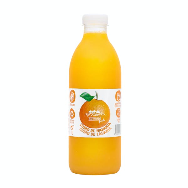 Zumo de naranja recién exprimido Hacendado Botella 1 L en Mercadona