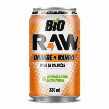 RAW Bio bebida isotónica ecológica hidratante sabor naranja mango 0% azúcares añadidos lata 33 cl en Amazon