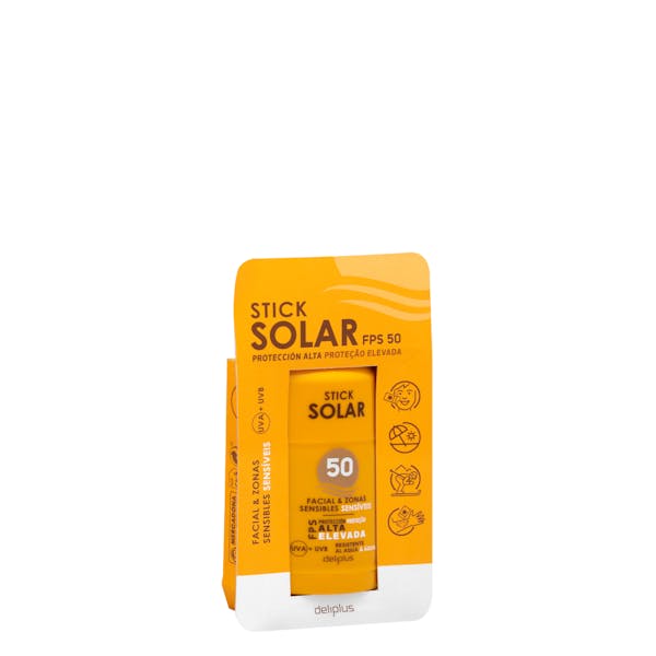 Stick protector solar facial & zonas sensibles Deliplus FPS 50 Paquete 1 100 g en Mercadona