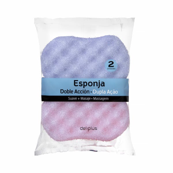 Esponja de baño doble acción suave masaje Deliplus Paquete 1 ud en Mercadona