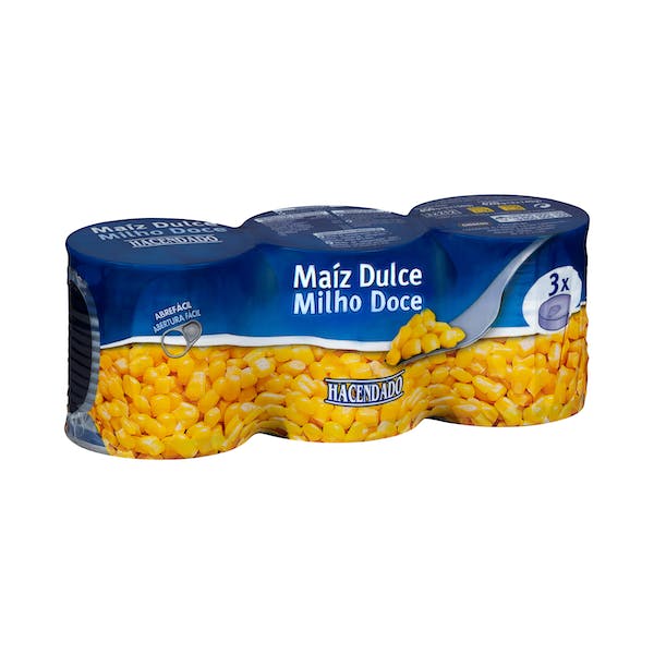 Maíz dulce Hacendado 3 latas X 0.14 kg en Mercadona