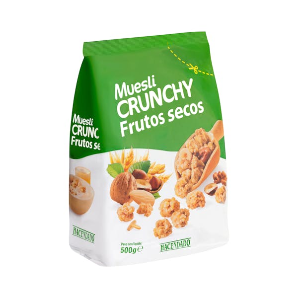 Muesli crujiente con frutos secos Hacendado Paquete 0.5 kg en Mercadona