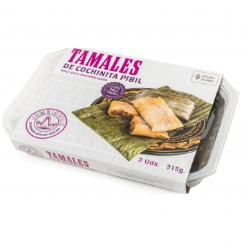 La Reina de las Tortillas - Líder europeo en gastronomía artesanal mexicana - Tamales de cochinita pibil. Listos servir. Maíz 100% nixtamilizado. Aptos para Celiacos. Bandeja de 3 unidades en Amazon
