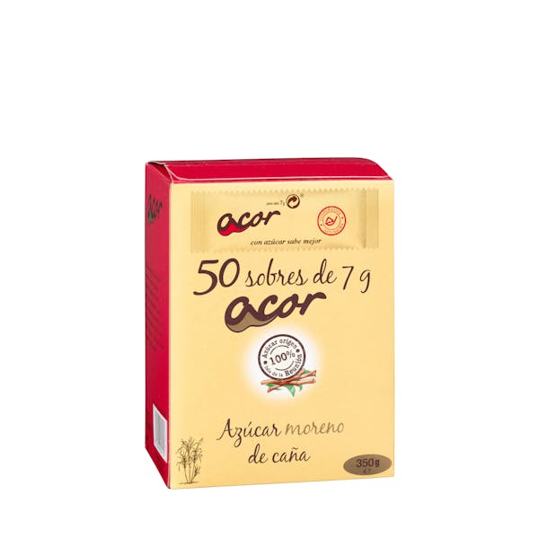 Azúcar moreno de caña integral en sobres Acor Caja 0.35 kg en Mercadona