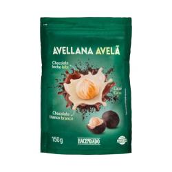 Avellanas bañadas de chocolate blanco, chocolate con leche y cacao Hacendado Paquete 0.15 kg