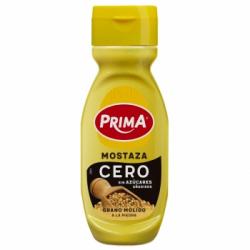 Mostaza sin azúcar añadido Cero Prima sin gluten envase 265 g.