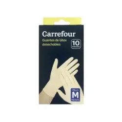 10 Guantes desechables de Látex Carrefour  M - Blanco