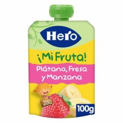 Bolsita de plátano, fresa y manzana Hero Mi Fruta sin gluten 100 g.